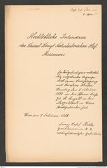 k.k. naturhistorisches Hofmuseum, Intendanzakten 1885-1896 (Hauer), Aktenzahl Z.62/1888, Seite 1